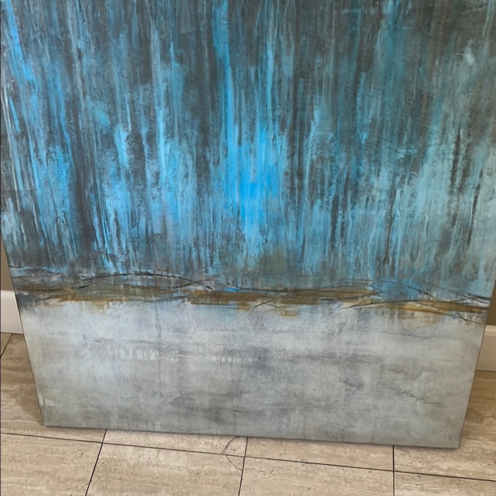 Abstract Blue and Gray Canvas Art